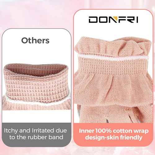 Donfri 2 Pairs Cotton Moisturizing Gloves Overnight Touchscreen Fingers for SPA Dry Hands Hand Care Day and Night Moisturizing (Medium-Pink)