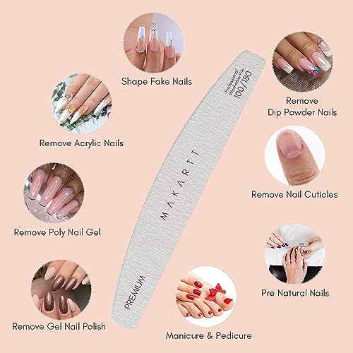 Makartt Nail File: 100/180 Grit Emery Boards for Nails, 10 Pcs Zebra Doubled Sides Coarse Fingernail Filer for Acrylic and Extension Gel Removal Manicure Kit Salon Home Use