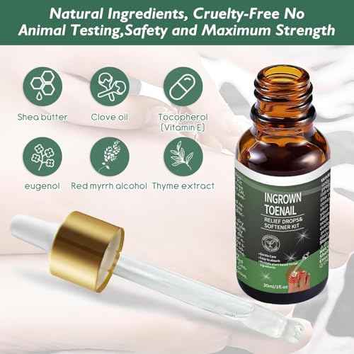 Ingrown Toenail Treatment ? 30ml Softening & Conditioning Kit for Easy Trimming with Silicone Gel Toe Caps ? Comprehensive Ingrown Toenail Removal Solution