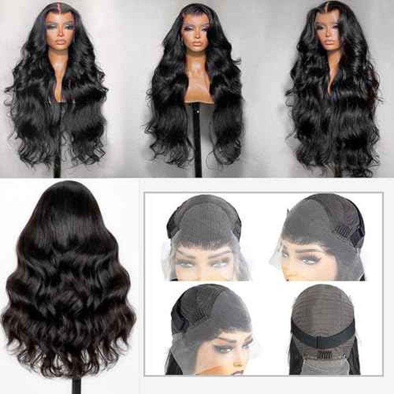 30 Inch 13x6 Body Wave Lace Front Wigs Human Hair 200 Density HD Transparent Lace Frontal Wigs Pre Plucked with Baby Hair Body Wave Glueless Wigs Human Hair for Women Natural Black