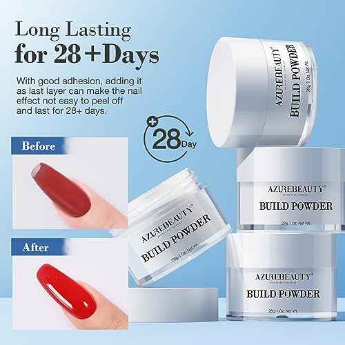 AZUREBEAUTY Clear Dip Powder for Nails, Essential Dipping Build Powder for 28+ Long-Lasting Nail Art Manicure Salon DIY at Home with Transparent Crystal Color, 28g/1Oz