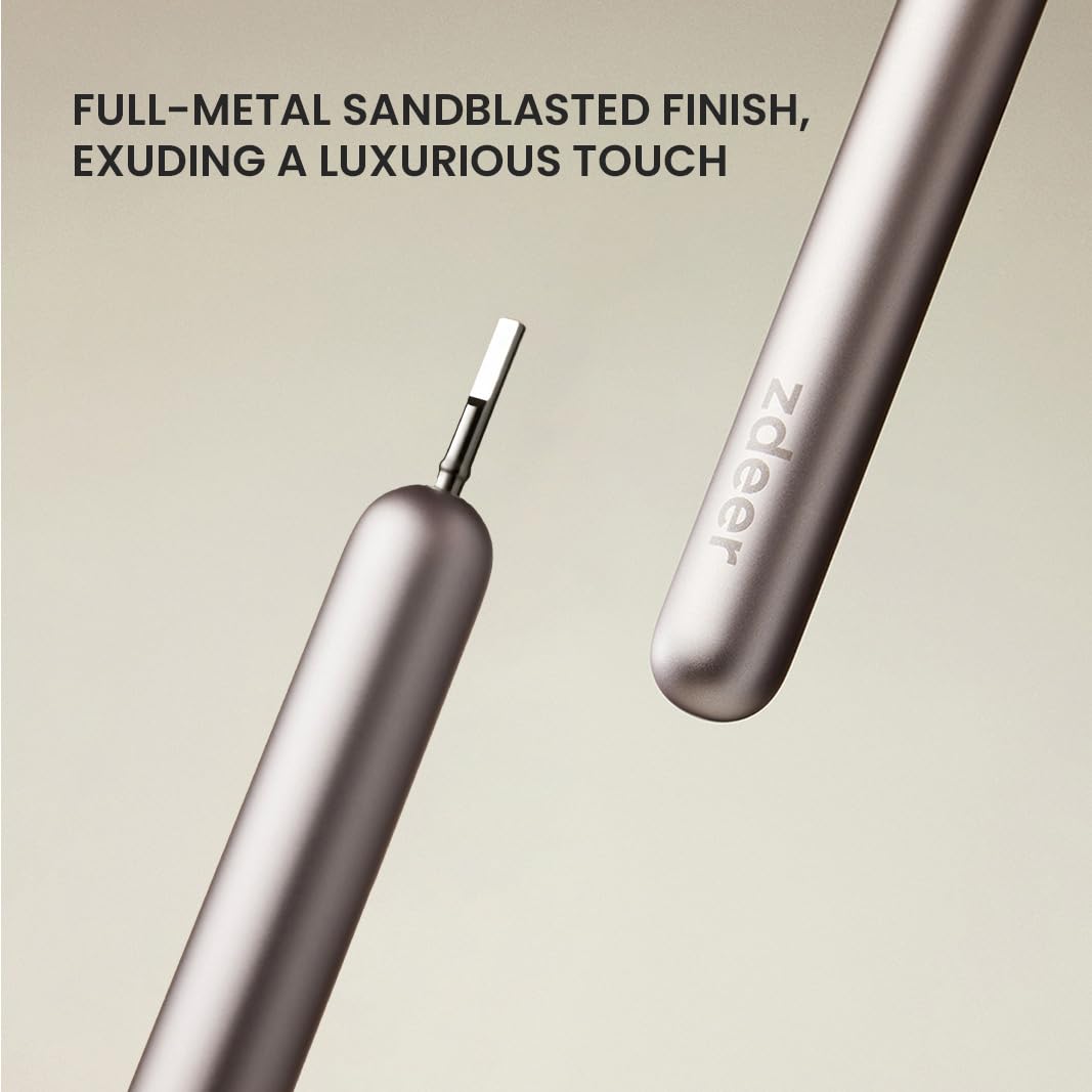 ZDEER Pro Manual Toothbrush for Adults with Sensitive Gums, Upgraded Full Metal Handle, Premium Durable Texture, 3 Multi-Function Replaceable Heads, Eco-Friendly Reusable Portable Travel Design