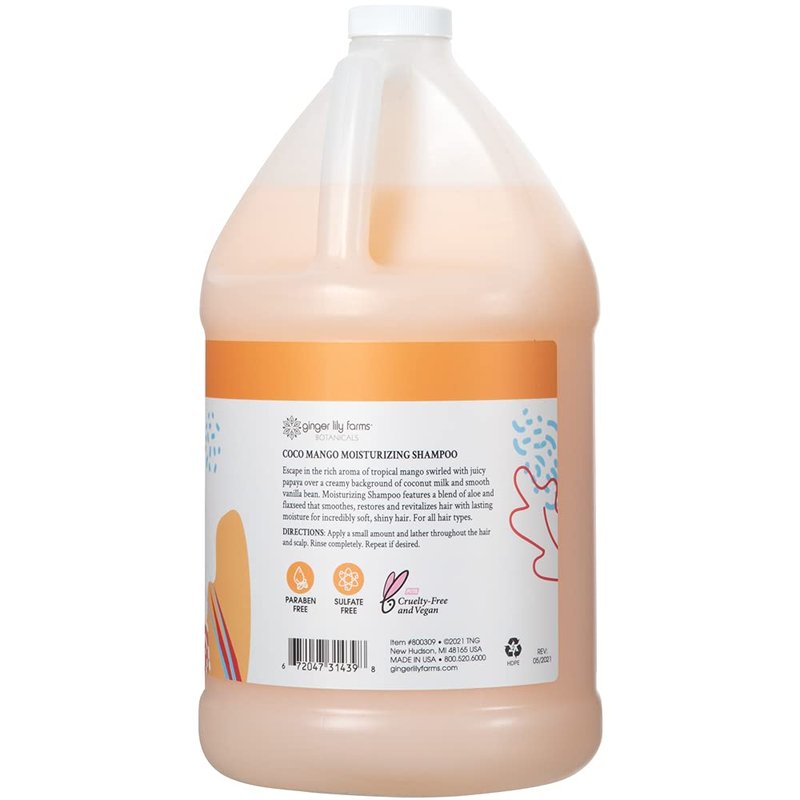 Ginger Lily Farms Moisturizing Shampoo - Vegan Coco Mango Scent | 1 Gallon Refill for All Hair Types