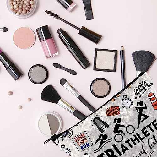 Triathlon Gift Triathlete Survival Kit Gift For Female Male Triathlete Themed Zipper Bag Gift (TRIATHLETE)