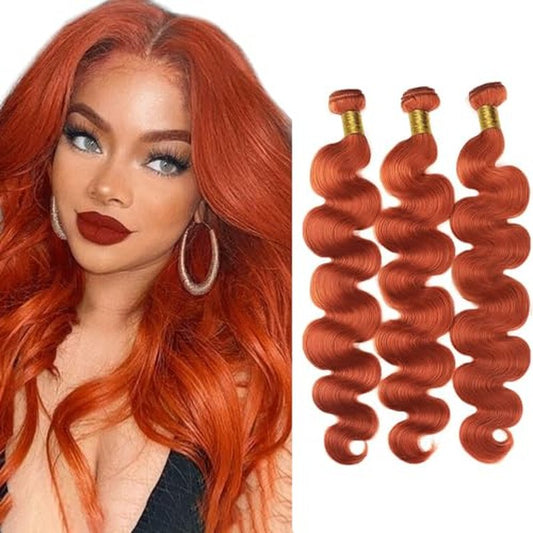 Ginger Bundle Color 350 Body Wave Human Hair Bundles 8A Ginger Body Wave 3 Bundles 14 14 14 Inch Color 350 Orange Bundle Ginger Orange Hair Extensions