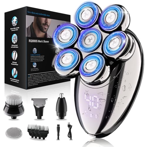 Head Shavers for Bald Men, Electric Razor, IPX8 Waterproof Dry/Wet Bald Head Shaver with 10000 RPM High-Speed Motor, Rechargeable Head Razor with LED Display, USB-C Cable, Perfect for Home & Travel