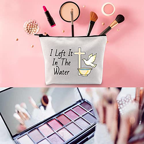 WCGXKO Adult Woman Baptism Gift Baptized I Left It In The Water Zipper Pouch Makeup Bag (I Left It In The Water)
