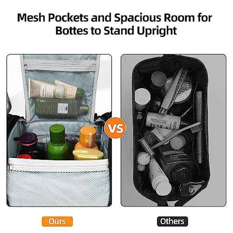 Buruis Extra Large Capacity Toiletry Bag for Women and Men, Hanging Toiletry Organizer Cosmetics Makeup Bag, Water-resistant Dopp Kit for Full Sized Toiletries, Travel Essentials (Oxford Gray)