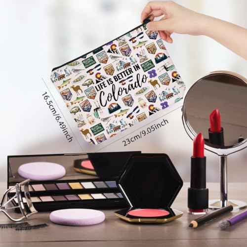 WCGXKO Colorado Travel Trip Gift Life Is Better In Colorado Makeup Bag Colorado Vacation Souvenirs (Better In Colorado)