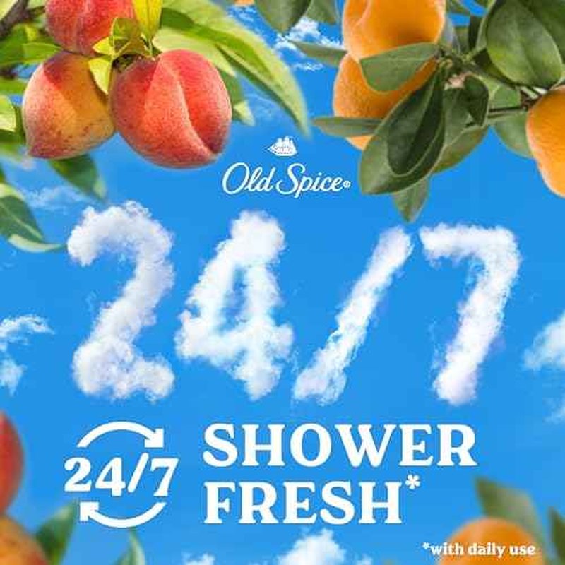 Old Spice Cleansing Body Wash for Men, 24/7 Shower Fresh with Lasting Scent, Moisturize & Renew, Gentle on Skin, Vitamin B3, Sunrise with Peach + Mandarin Peel Scent, 18 oz