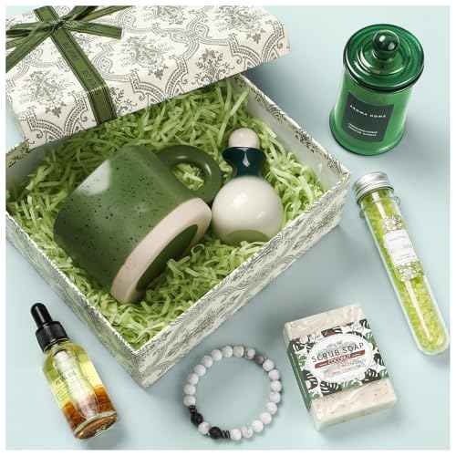 Golray Spa Gifts for Women Self Care Get Well Soon Basket Set with Mug, Thinking of You Relaxing Spa Christmas Birthday Gift for Mom Her Wife Sister Friend Grandma (Green)