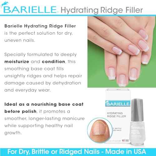 Barielle Hydrating Ridge Filler For Dry, Brittle, Ridged Nails & Nail Growth, Fill and Smooths Nail Ridges, Strengthening Base Coat 0.5 Ounce