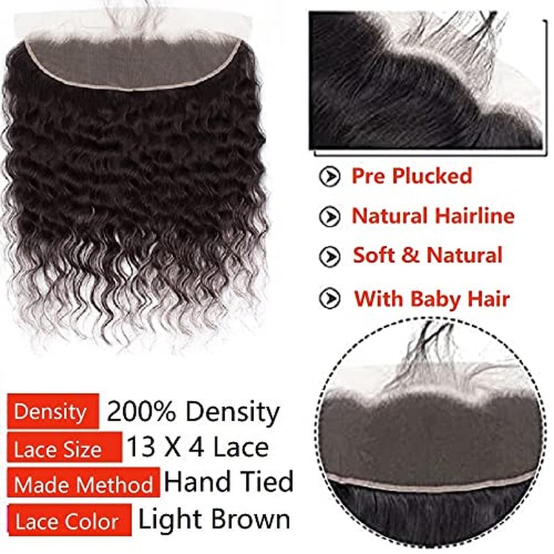 ELEE'S HAIR Loose Wave Lace Frontal With Baby Hair Lace Closure 13x4 Ear To Ear Swiss Lace Brazilian Virgin Hair Free Part Natural Color 16 Inch