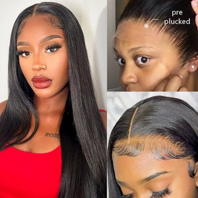 CHEEON 13x4 Transparent HD Lace Frontal 20 Inch Brazilian Straight Lace Frontal Closure Human Hair 100% Unprocessed Virgin Human Hair Frontals Pre Plucked with Baby Hair 150% Density Natural Black