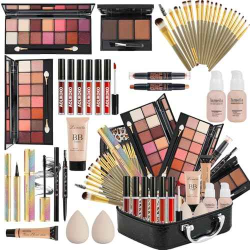 All in One Makeup Kit for Women Full Kit,Makeup Set for Women, Includes Eyeshadow Palette/Foundation/lip gloss/Eyeliner/Mascara/makeup Brush,Makeup Gift Set for Christmas & Birthday&Holiday&Everyday.