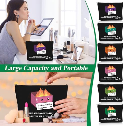 Reginary 12 Pcs Dumpster Fire Makeup Bags Funny Gifts Employee Appreciation Cosmetic Bag Gifts for Christmas Coworker Staff Team