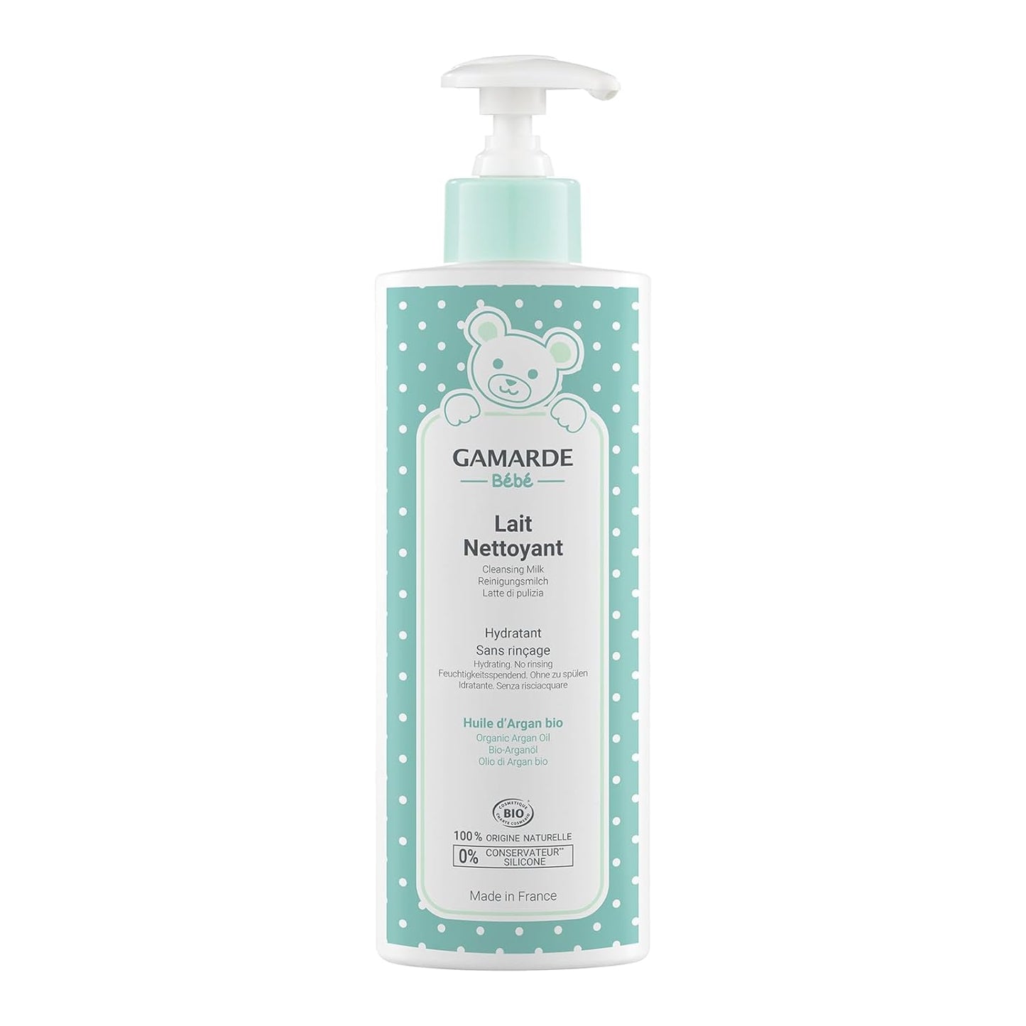 Gamarde Baby Cleansing Milk - No-Rinse Bath for Sensitive Skin - Soothes Redness & Removes Impurities | 13.52 oz