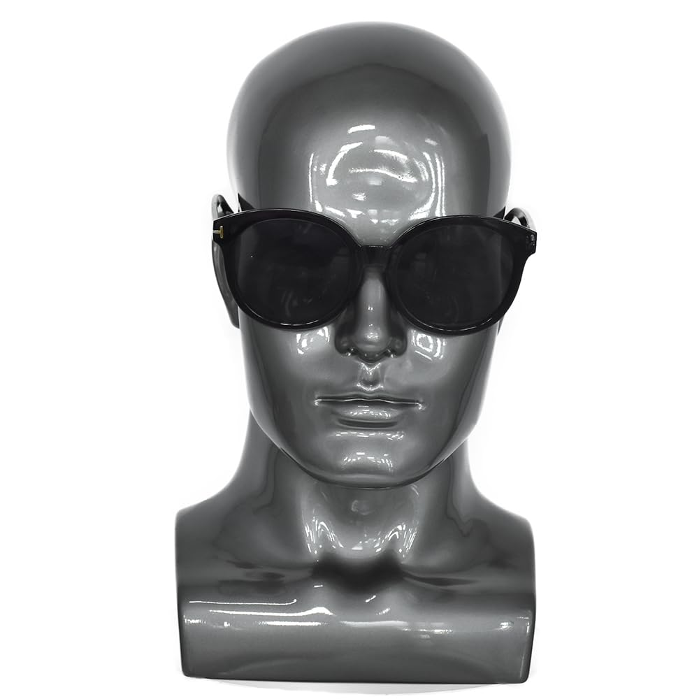 CAZSYSDD PVC Mannequin Head Black Male Manikin Dummy Stand Model Display Hat Scarf Wigs Hair Glasses Hat Beauty Styling Tool with Mount Hole (L90-Light Grey)