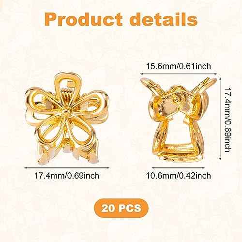 20 Pcs Mini Flower Claw Clips 0.69inch Small Gold Hair Clips Cute Metal Hair Barrettes Accessories for Women Girls Teens Thin Thick Long Short Hair