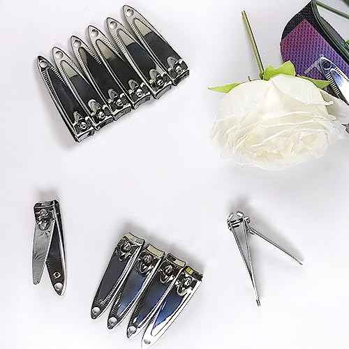 120 Pieces Nail Clipper Set Flat Toenail Clippers Stainless Steel Fingernails Manicure Pedicure Sturdy Silver Small Trimmer Portable Bulk for Men Women Homeless Care Package Supplies