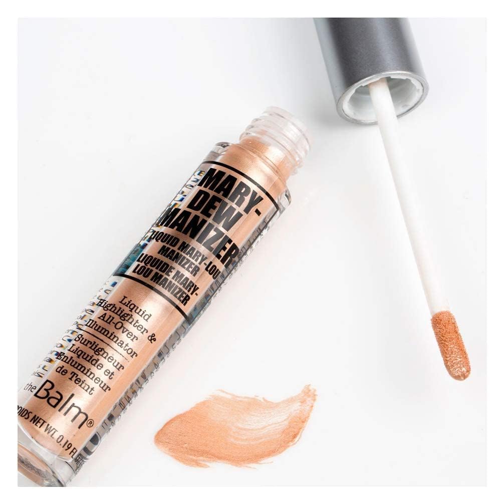 theBalm Bonnie-Dew Manizer Liquid Highlighter, Skin Perfector, Long-Lasting, Soft, All-Over Illuminator, Easily Blendable, Brown, 0.19 oz