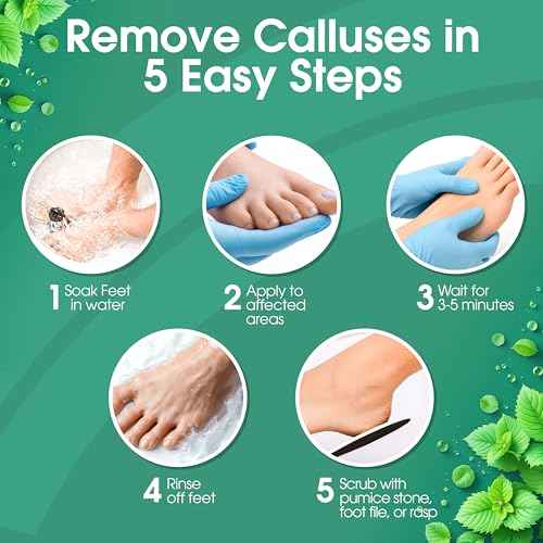 Callus Remover for Feet, Extra Strength Foot Callus Remover Gel, 128oz Gallon Salon Grade Bulk Pedicure Supplies for Dry Skin, Cracked Heel, Professional Strength Foot Care, Cool Mint