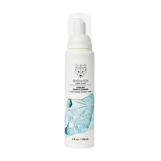 Snow Fox Skin Care Cooling Foam Cleanser – SLS-Free Face Wash with Organic Aloe Vera & Peppermint Water – Gentle, Non-Drying Formula for Oily, Combination & Sensitive Skin – 5oz