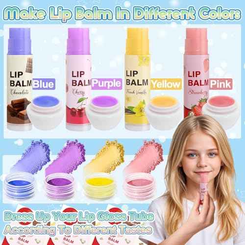 JUYRLE DIY Lip Balm Kit - Make Your Own Natural Beeswax Lip Balm with Containers, Moisturizing Base, Perfect for Kids and Adults