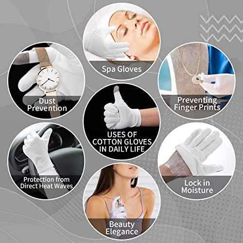 Sibba 2 Pairs Touch Screen Moisturizing Gloves White Cotton Moisturizing Gloves Overnight Bedtime Heal Eczema Sleeping Lotion Hand Spa Treatment Gloves Repair Rough Cracked Dry Chapped Hands Skin