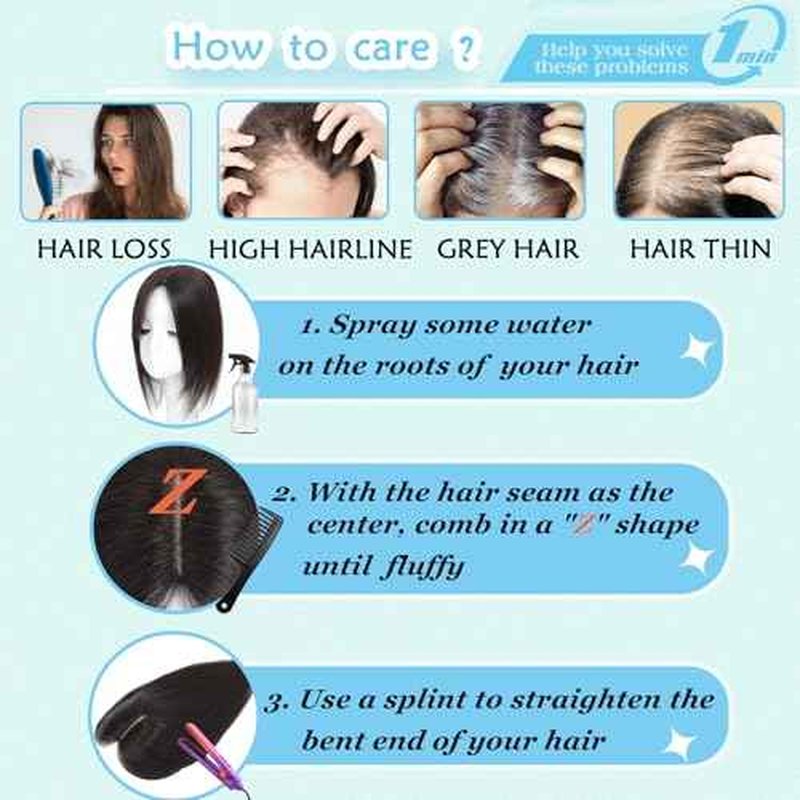 Hair Toppers for Women Real Human Hair, Realistic Biological Scalp Toppers HairPieces for Women with Thinning Hair Middle Part Clip in Bangs Big Base 360¡Æ 3D Cover (Dark Brown, 18 Inch)