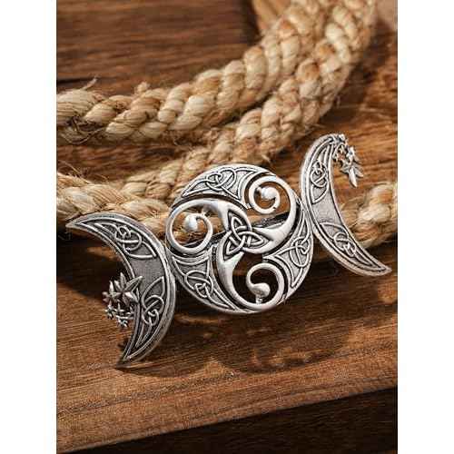 HAQUIL Triple Moon Celtic Knot Hair Clip Vintage Hollow Moon Hair Clip Barrette Jewelry for Women