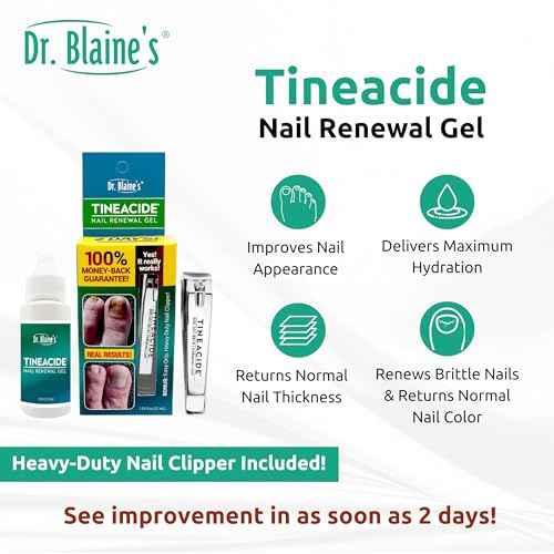 Dr. Blaine's Tineacide Nail Renewal Gel ? For Thick, Brittle & Discolored Nails ? Softens, Hydrates & Improves Appearance ? Targets Cracking & Yellowing ? Precision Clippers ? 1.25 fl oz