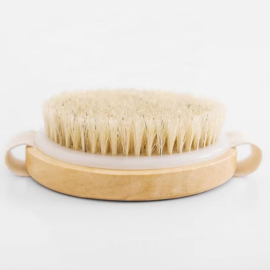 Essential Aura Dry Body Brush – Eco-Friendly Natural Bristles for Gentle Exfoliation, Skin Renewal, Improved Circulation & Lymphatic Support – Perfect Detox & Spa Self-Care Accessory (Tan)