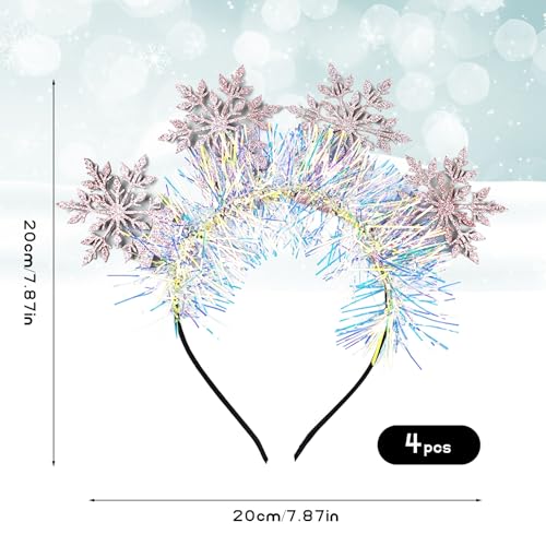 Snowflake Christmas Headband Snow White Pink Snowflake Headband Xmas Glitter Hairband for Women Christmas
