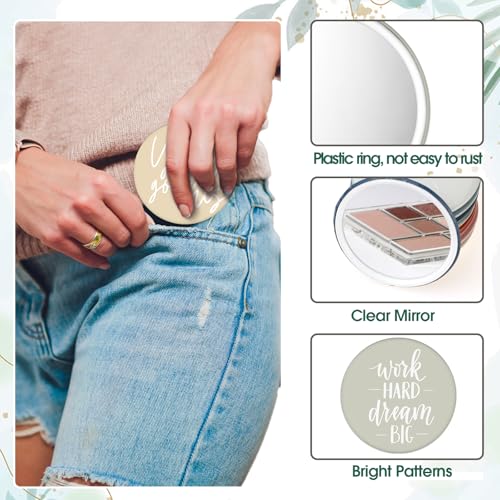 Kigley 30 Pcs Inspirational Compact Mirror Bulk for Women Christmas Employee Appreciation Gifts 2.76 Inches Small Portable Purse Pocket Mirror for Nurse Medical Assistant Rad Tech