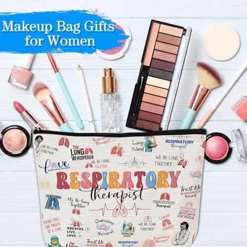 Respiratory Therapist Gifts for Women - Funny Respiratory Therapist Badge Reel, Makeup Bag, RT RRT Gifts for Pulmonary Care Doctor Nurse Graduation Christmas Retirement Present