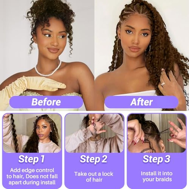 Human Braiding Hair for Boho Braids 110g Deep Wave Boho Bulk Human Hair for Braiding Knotless 12A Wet and Wavy Bohemian 3 No Weft Bundles/Pack Curly Braids Brown 18 Inch
