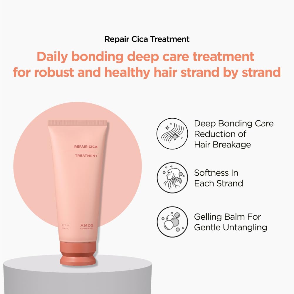 AMOS PROFESSIONAL Repair Cica Hair Mask l Repairs, Strengthens, & Nourishes for Split Ends & Breakage, Reverse Hair Damage from Bleach, Color, Chemical Services, 6.7 fl. oz.