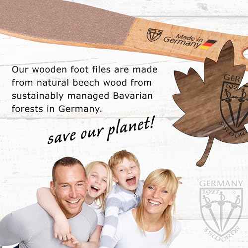 3 Swords Germany Brand Quality Foot File Made from German Beech Wood, Two-Sided Smooth and Rough, Hard Skin Callus Removal