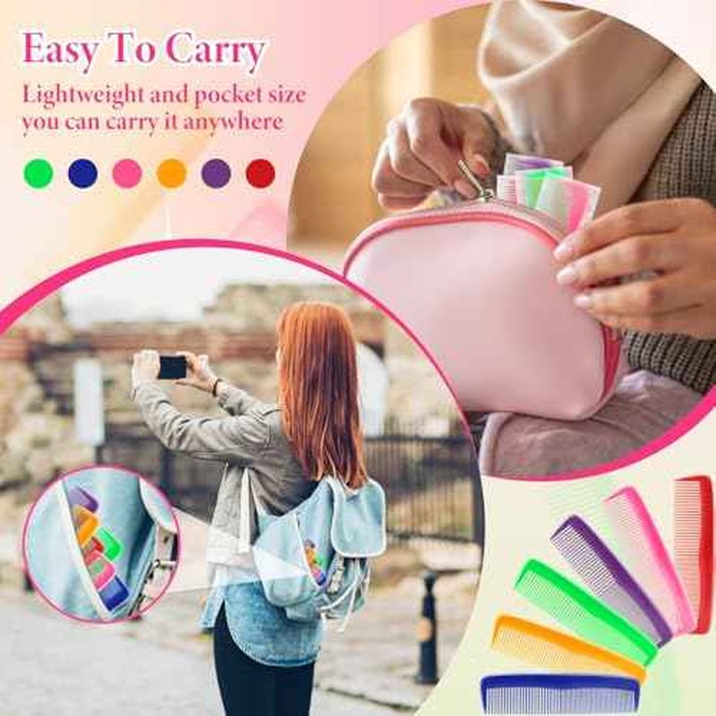 NICEMOVIC 60 Packs Hair Comb Bulk Set, Pocket Travel Hair Combs for Women and Men, Colorful Coarse and Fine Tooth Comb, Individually Wrapped Bulk Comb for Homeless Hotel Shelter Nursing Home Charity