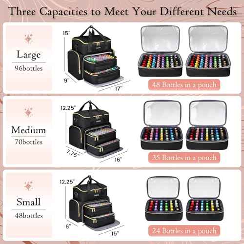 YOREPEK Extra Large Nail Polish Organizer Case Holds 48 to 100+ Bottles (15ml/0.5 fl.oz) UV lamp, Gel Polish Travel Case Bag with 2 Removable Pouches Fits Nail Suppiles, Gift for Manicurist, Girls