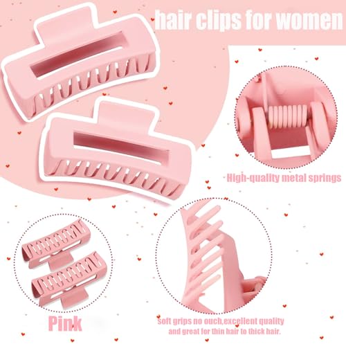 18 Pack Hair Claw Clips,Hair Clips For Women,Large Hair Claw Clips For Thick Hair,Nonslip Matte Hair Clips Hair Accessories Women Girl Birthday Christmas Gift (18 Pack Pink)