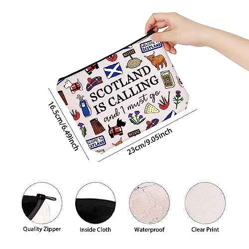 TSOTMO Scotland Makeup Bag Gift Edinburgh Gift Scotland Is Calling And I Must Go Zipper Bag Gift For Scottish (SCOTLAND)