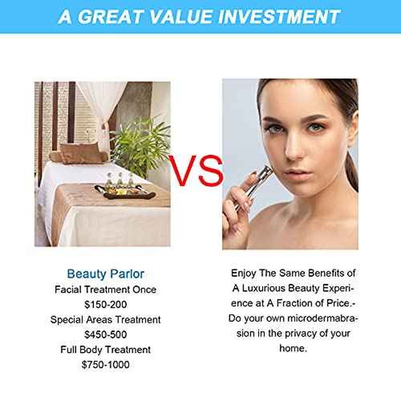 2 in 1 Diamond Microdermabrasion Machine Professional Blackhead Removal Equipment, 65-68cmHg Suction Power Professional Dermabrasion Facial Skin Care Massager for Home Salon Use with 300 Cotton Filter