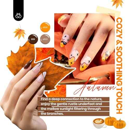 beetles Gel Polish Vivid Seasons, Fall Gel Nail Polish Set, 36 Colors Yellow Burgundy Purple Pink Jelly Shades, 45pcs with Base & Top Coat, UV LED Soak Off DIY Salon Set, Gift for Women & Girls