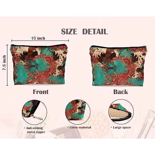 Retro Makeup Bag - Western Cosmetic Gifts, Small Western Cosmetic Bag for Purse