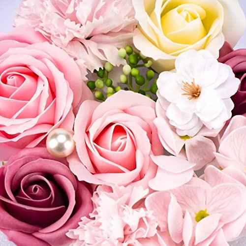 Little World Bath Soap - Floral Scented Rose Soap Petals Body in Flower Box for Women, Plant, Essential Oil Set for Birthday, Valentine¡¯s Day, Thanksgiving Day, Christmas (Pink)