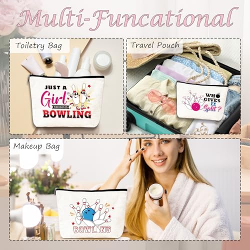 Bowling Gifts for Women - 6Pcs Bowling Accessories Makeup Cosmetic Bag Purse Pouch with Zipper, Ball Sports Gifts for Girls Sisters Besties Friends