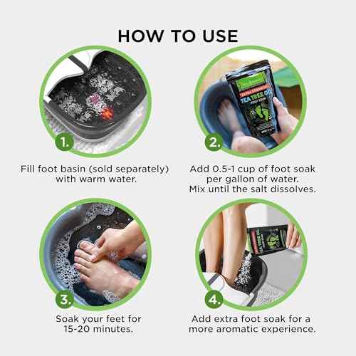 DAILY REMEDY Foot Soak Salts- Variety Pack of 4- Tea Tree Oil, Muscle Relief, Calming Lavender & Citrus Soak- For Foot Pain, Soreness, Athlete¡¯s Foot, Odors, Calluses-Made In USA