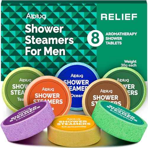 Shower Steamers for Men - 6 Pack Shower Bombs Aromatherapy with Essential Oils, Christmas Gifts for Men, Mens Stocking Stuffers, Relax Gifts for Dad Husband, White Elephant Gifts for Adults Useful